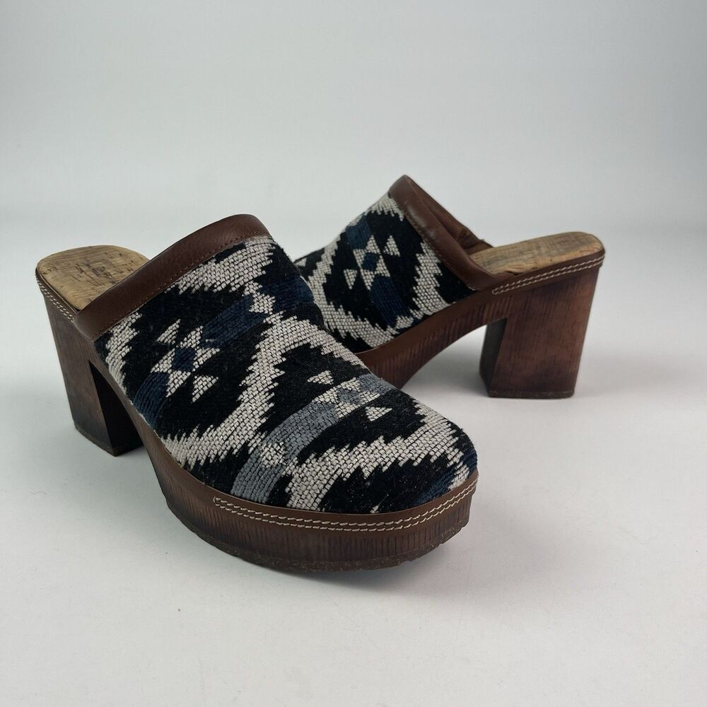 Korks Lori Aztec western Platform Clogs Size 10 shoe festival boho - Picture 14 of 14